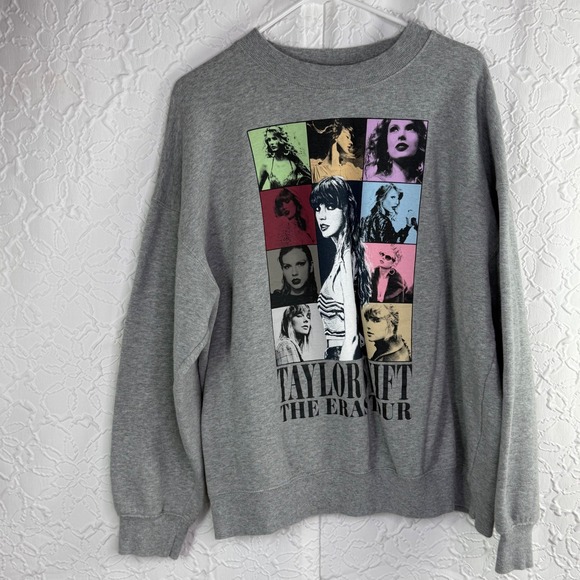 Taylor Swift Tops - Taylor Swift The Eras Tour Graphic Crewneck Sweatshirt Gray Large
